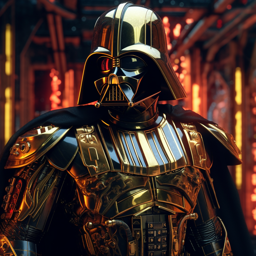 Darth Vader 黄金盔甲套装版的维达大师提示词